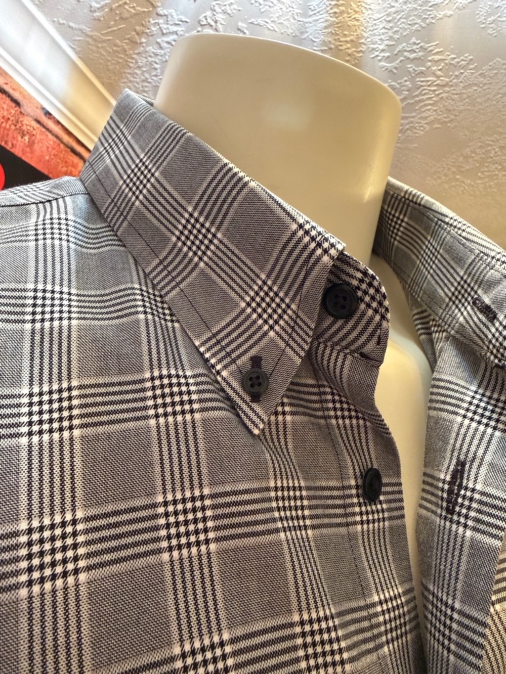 Paul Fredrick Black & White Plaid Cotton Button-Up - Picture 14 of 17
